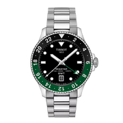 Tissot Seastar 1000 Quartz GMT T120.852.11.051.00 - bracciale e cassa acciaio - quadrante nero con datario - ghiera nera/verde